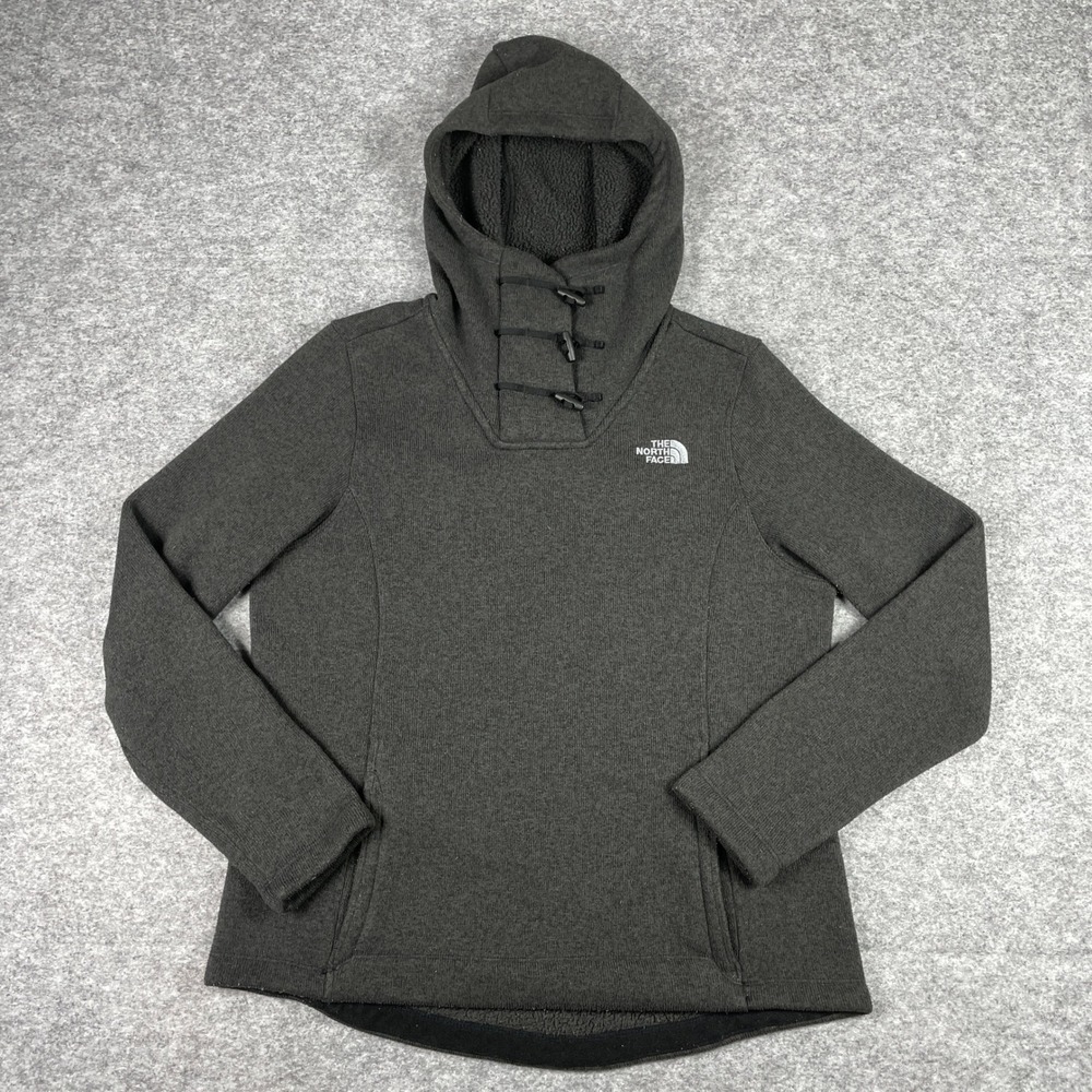 The North Face Crescent Hooded Womens L Gray Toggle Cowl Neck Fleece Pullover